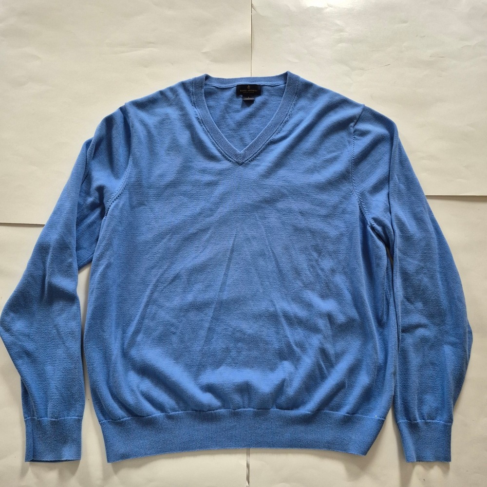 Brooks Brothers Mens Supima Cotton V-Neck Sweater Light Blue Large 3731-035SW1